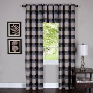 Harvard Black Plaid Contemporary Window Curtain Panel: 57" x 24", Tier Pair